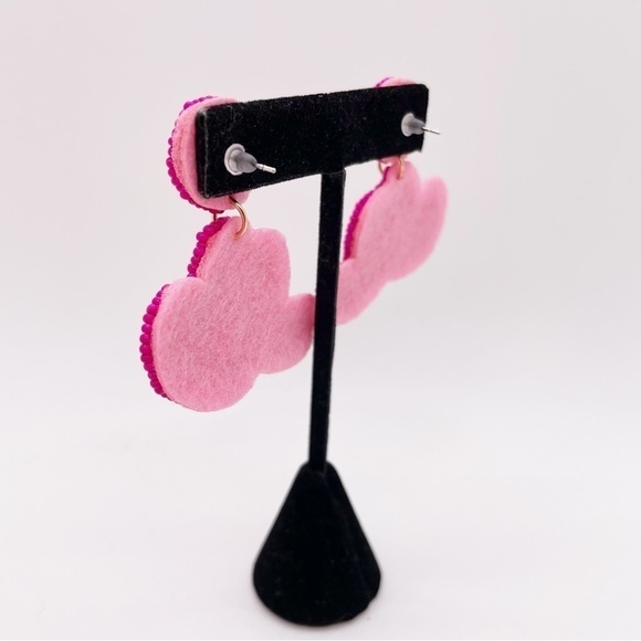 Pink Beaded Cowboy Hat Earrings - Picture 2 of 4